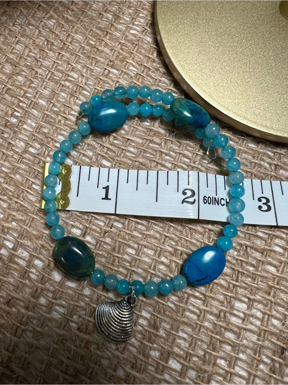Turquoise Bead memory wire Bracelet and Earrings Set - Women Jewelry